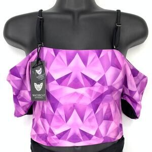 Watercat Apparel Swim Top Women's Size XS Geometric Bikini Cold Shoulder Purple